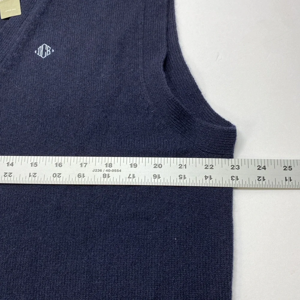 J Crew Lambswool Button Sweater Vest Mens XL Navy Blue Preppy Casual Grandpacore